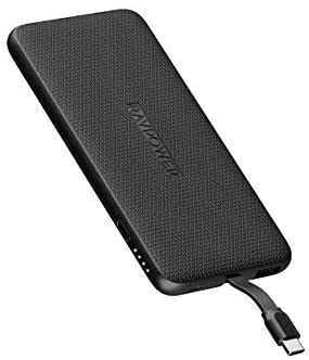 RAVPower 5000mAh Power Bank With Built-in Type-C Cable - Black (RP-PB160)