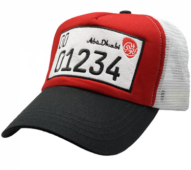AZ AD License Plate Red Mesh Cap