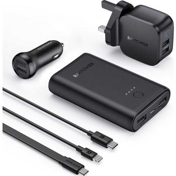 RAVPower 6 in 1 Portable Charger Combo - Black (RP-PB210)