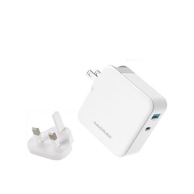 RAVPower 45W AC Wall Charger PD 45W+QC 3.0 18W (UK) - White (RP-PC081)