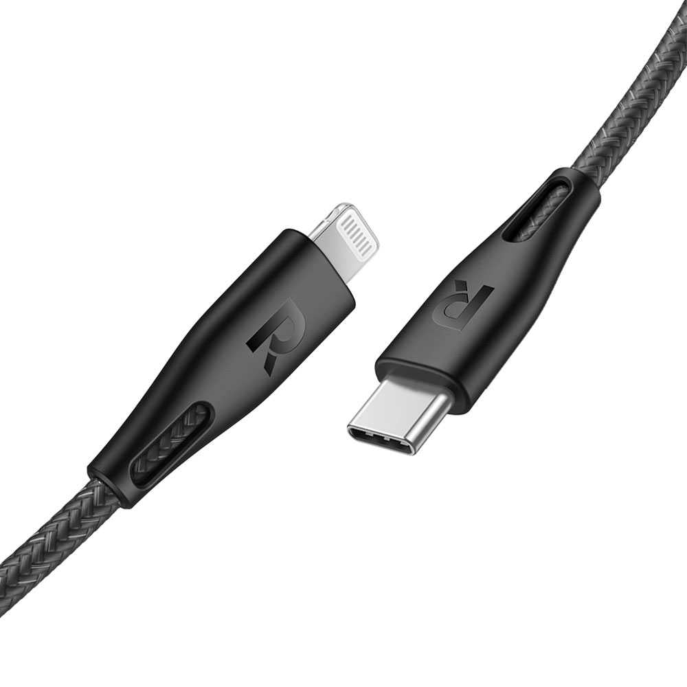 RAVPower Nylon Braided Type-C to Lightning Cable 0.3m - Black (RP-CB1003BLK)