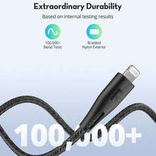 Load image into Gallery viewer, RAVPower Nylon Braided Type-C to Lightning Cable 0.3m - Black (RP-CB1003BLK)