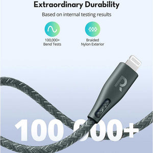 RAVPower Nylon Braided Type-C to Lightning Cable 2m - Grey (RP-CB1005GRY)