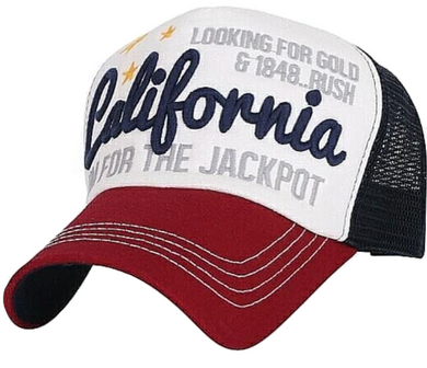 ILILILY California 1848 White Red Mesh Cap