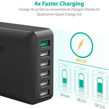 Load image into Gallery viewer, RAVPower 60W 6-Port QC3.0 Desktop Charger – Black (RP-PC029)