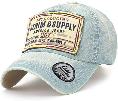 ILILILY Washed Denim Light Blue Cap