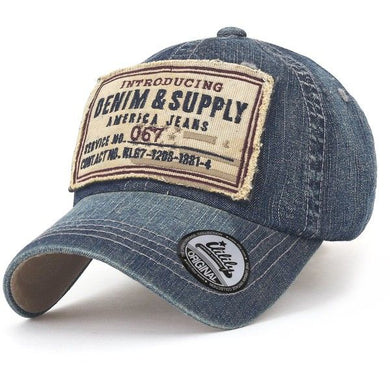 ILILILY Washed Denim Dark Blue Cap