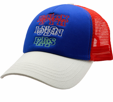 AZ NewYork London Paris Blue Red Mesh Cap