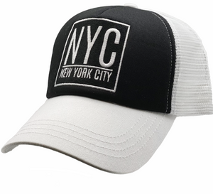 AZ NYC Black White Mesh Cap