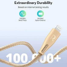 Load image into Gallery viewer, RAVPower Nylon Braided Type-C to Lightning Cable 0.3m - Gold (RP-CB1003GLD)