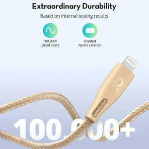 RAVPower Nylon Braided Type-C to Lightning Cable 0.3m - Gold (RP-CB1003GLD)