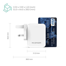 Load image into Gallery viewer, RAVPower Prime 24W 2-Port USB Wall Charger – White (RP-PC001)