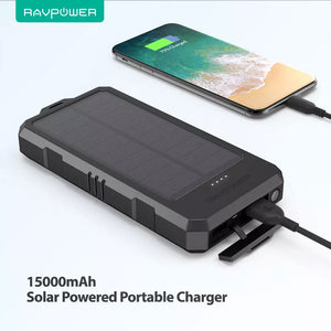 RAVPower 15000mAh Rugged Solar Portable Charger - Black (RP-PB124)