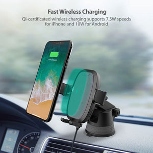 Wireless Charging Car Holder with Suction Base 10W/7.5W/5W - Black (RP-SH014)