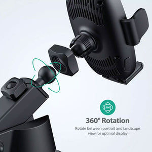 Wireless Charging Car Holder with Suction Base 10W/7.5W/5W - Black (RP-SH014)