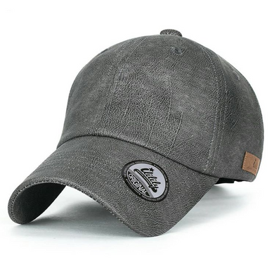 ILILILY Faux Leather Grey Cap