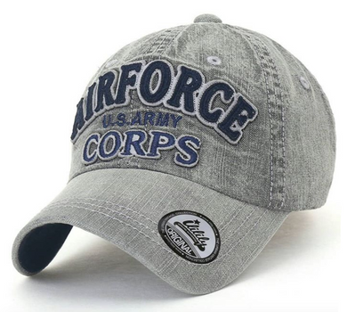 ILILILY 'Airforce Corps' Grey Denim Cap