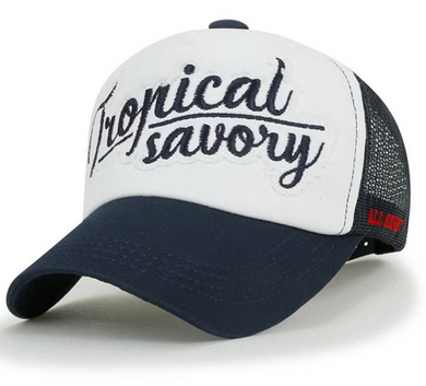 ILILILY Tropical Savory Navy White Mesh Cap