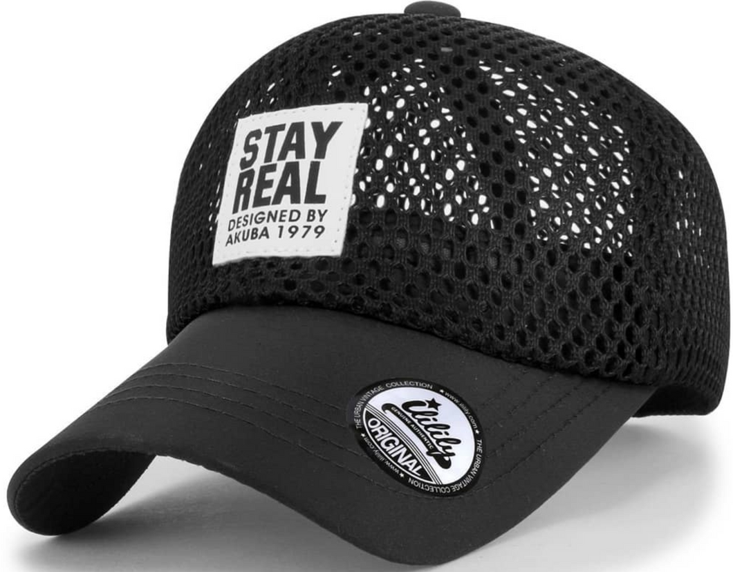 ILILILY Stay Real Black Air Mesh Cap