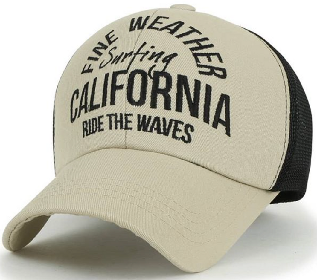 ILILILY 'California Ride The Waves' Beige Cap