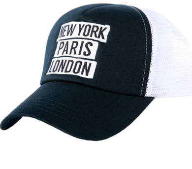 AZ NY Paris London Black Mesh Cap