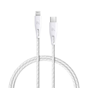 RAVPower Nylon Braided Type-C to Lightning Cable 1.2m - White (RP-CB1004WHI)