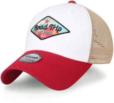 ILILILY Road Trip White Red Mesh Cap