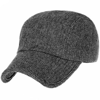 ILILILY Herringbone Pattern Grey Military Cap