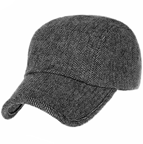 ILILILY Herringbone Pattern Grey Military Cap