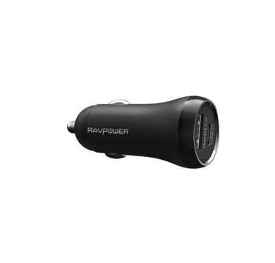 RAVPower 36W Dual Ports USB Car Charger with Type-C Port – Black (RP-PC091)