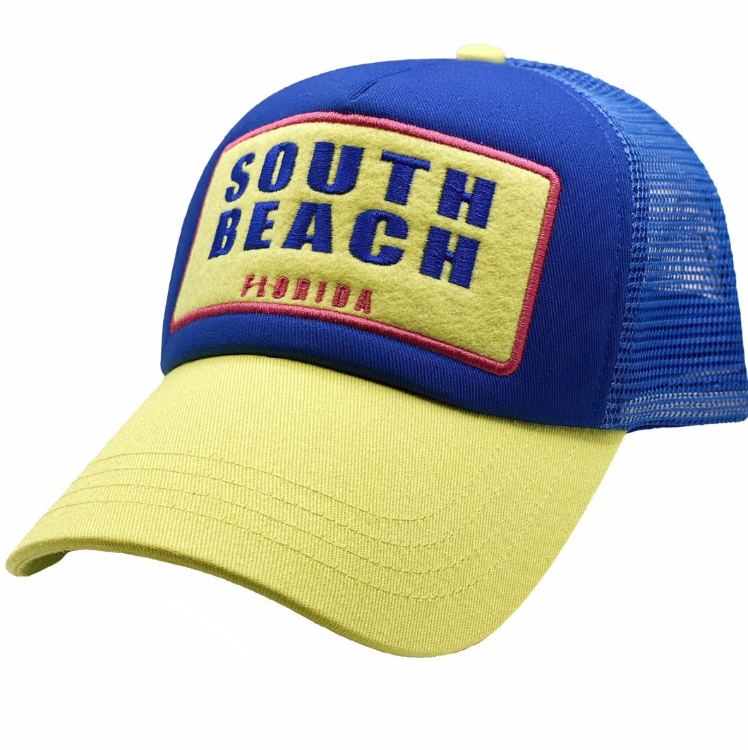 AZ South Beach Yellow Blue Mesh Cap
