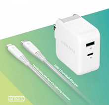 Load image into Gallery viewer, RAVPower 36W Dual-Port USB PD Wall Charger + 1M Lightning Cable - White (RP-PC129)