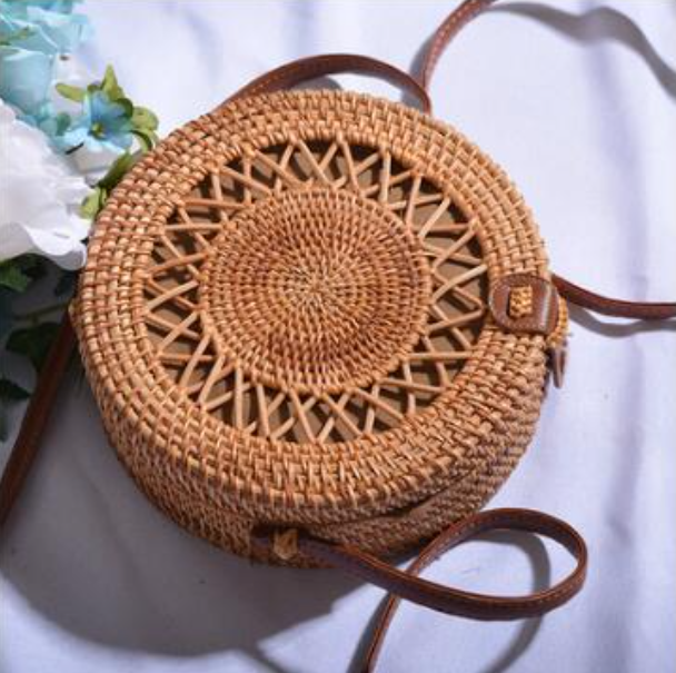 Handmade Woven Rattan Bag Dark
